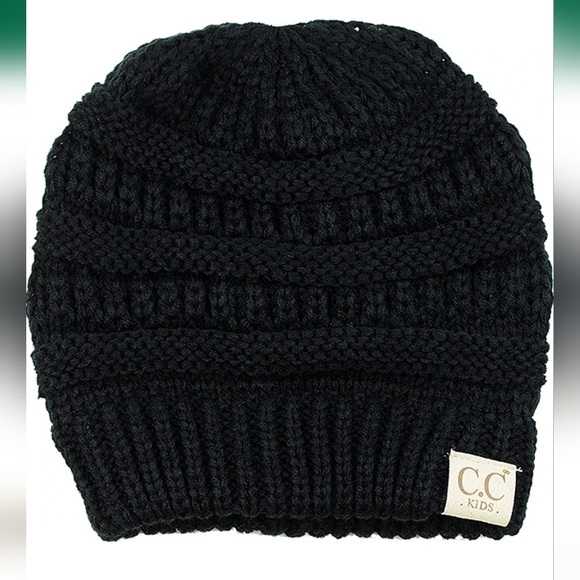 C.C. Kids black beanie hat. Size OS - Picture 1 of 5